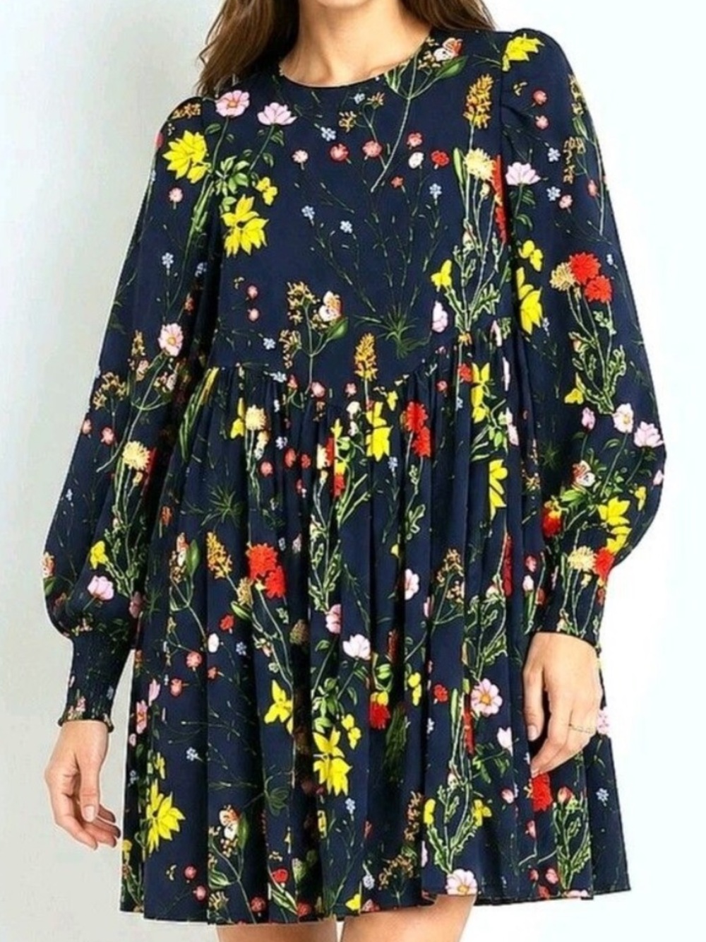 Tuckernuck Pomander Place Wildflower Spencer Mini Dress Navy Blue Floral Medium